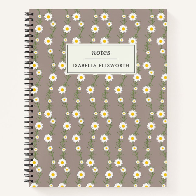 Boho Daisy Chain Floral Pattern Personalised Notebook (Front)
