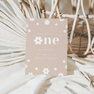 Boho Daisy First Birthday Invitation