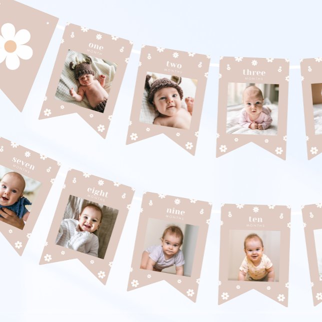 Boho Daisy First Birthday Photo Banner (Creator Uploaded)