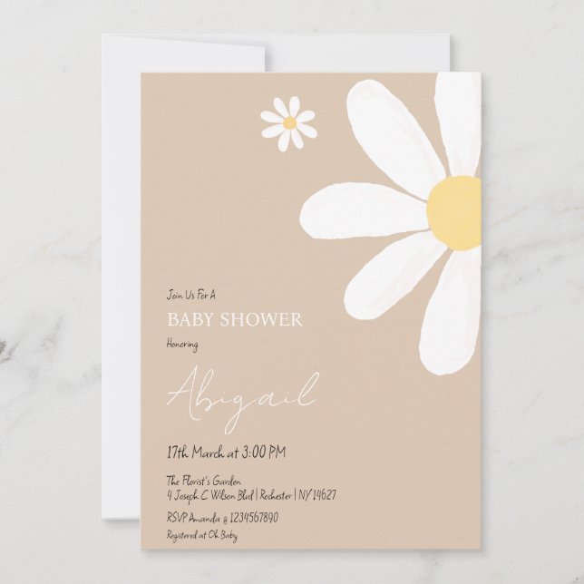 Boho Daisy Floral Baby shower Invitation (Front)
