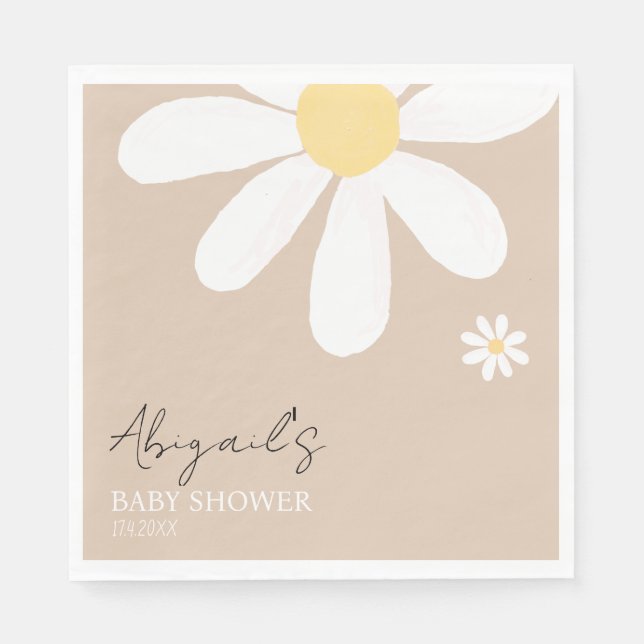 Boho Daisy Floral Baby shower Napkin (Front)