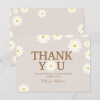 Boho Daisy Floral Baby Shower Thank you card