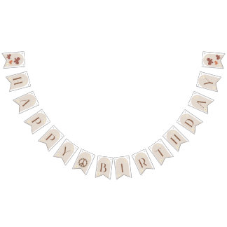 Boho Daisy Floral Happy Birthday Bunting Sign