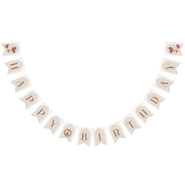 Boho Daisy Floral Happy Birthday Bunting Sign (All)