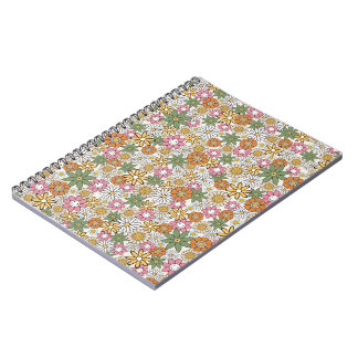 Boho Daisy Flowers 70s Groovy Floral Notebook
