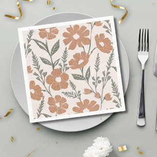 Boho Daisy Flowers Floral Napkin