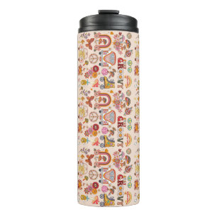 Boho Daisy Flowers Retro Groovy Floral design Thermal Tumbler