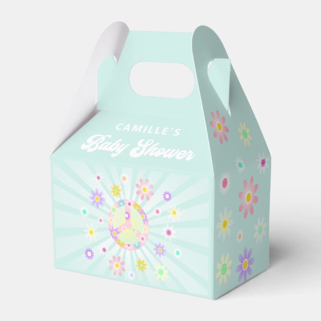Boho Daisy Girl Baby Shower Favour Box (Front Side)