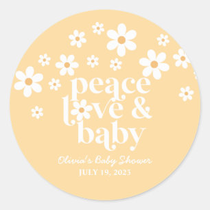 boho Daisy peace love baby yellow Classic Round Sticker