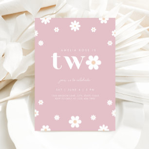 Boho Daisy Second Birthday Invitation