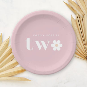 Boho Daisy Second Birthday Paper Plates