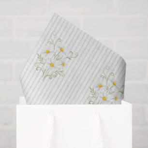 Boho Daisy Silly Goose Sage Green Baby Shower Tissue Paper
