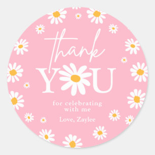 Boho Daisy Two Wild 2nd Birthday Party Favours Classic Round Sticker
