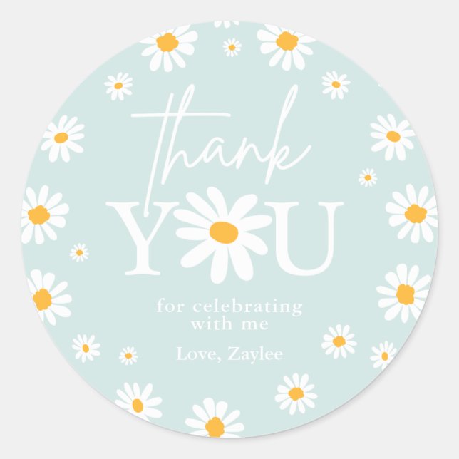 Boho Daisy Two Wild 2nd Birthday Party Favours Classic Round Sticker (Front)