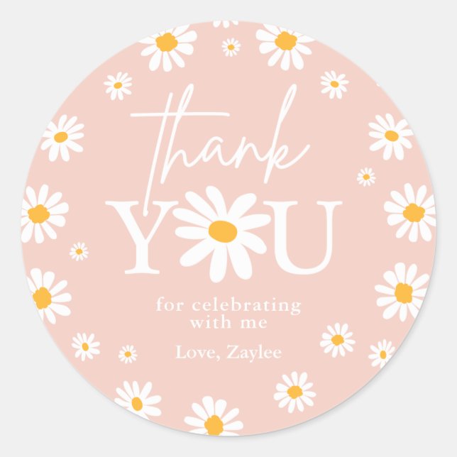 Boho Daisy Two Wild 2nd Birthday Party Favours Classic Round Sticker (Front)