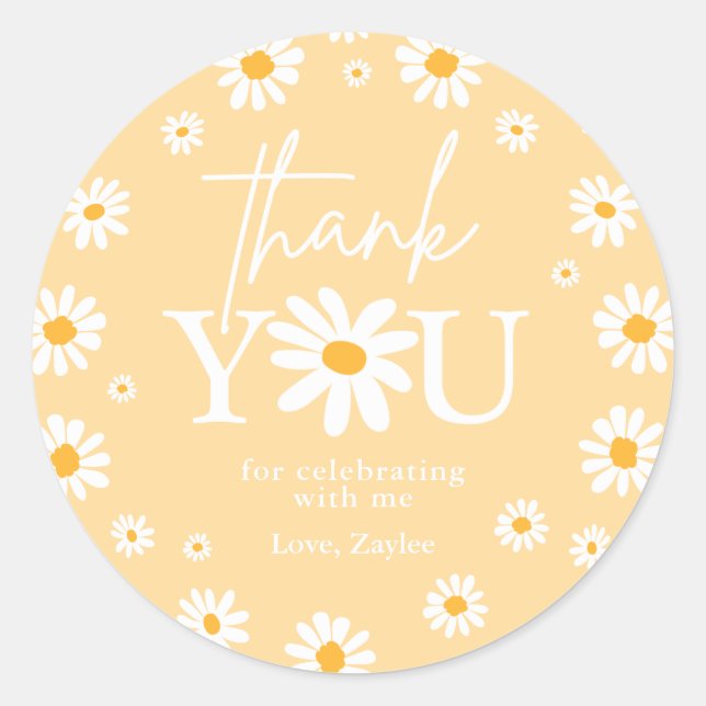 Boho Daisy Two Wild 2nd Birthday Party Favours Classic Round Sticker (Front)
