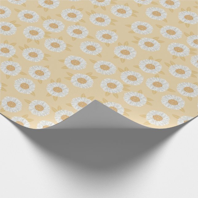 Boho Daisy Yellow Floral Baby Shower Wrapping Paper (Corner)