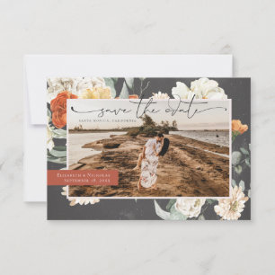 Boho Dark Floral Greenery   Photo Wedding Save The Date