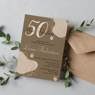 Boho Dark Modern Leaf All Ages Birthday Invitation