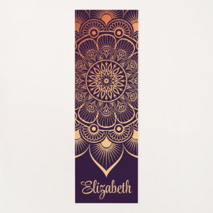 Boho Dark Purple Mandala Custom Name Yoga Mat