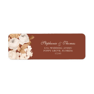 Boho Dark Terracotta Floral Return Address Label