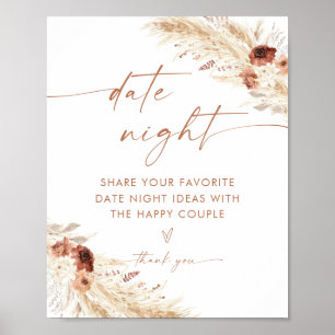 Boho Date Night Ideas   Terracotta Pampas Grass Poster