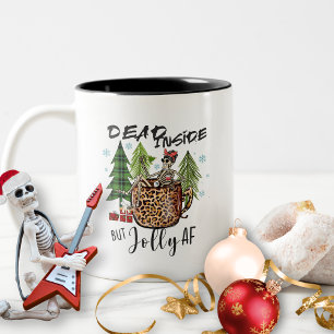 Boho Dead Inside Rustic Funny Christmas Two-Tone Coffee Mug