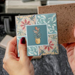 Boho Decorative Tile & Floral Ceramic Tile<br><div class="desc">Here's beautiful decorative tile - available in two sizes, that you can utilize as a stand alone piece of decor or order in bulk and turn them into a unique and lovely backsplash in your home or office! This one features decorative tiles in colors of khaki, teal, and rust with...</div>