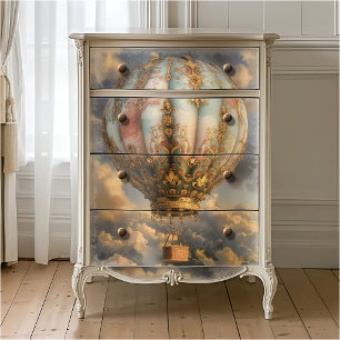 Boho Decoupage Decorated Vintage Hot Air Balloon  Tissue Paper