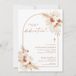 Boho Dedication Invite   Pampas Grass Boho Baptism