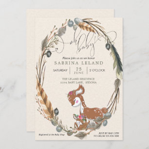 BOHO Deer and Fawn Baby Shower Invitation