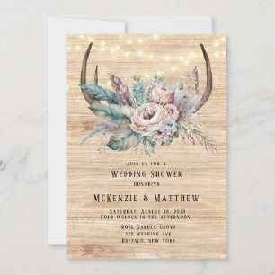 Boho Deer Antler Floral Wedding Shower Invitation