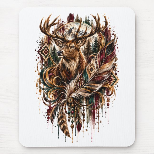 Boho Deer, Dreaming of Deer Mouse Mat (Front)