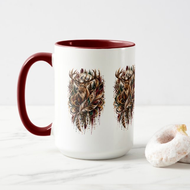 Boho Deer, Dreaming of Deer Mug (With Donut)