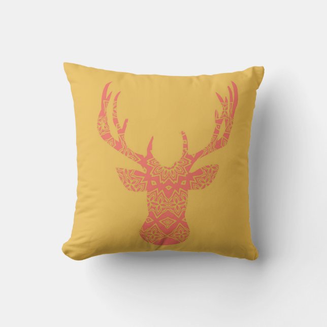 Boho Deer Head Pillow (Front)