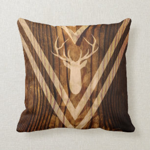 Boho deer on rustic wood cushion