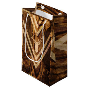 Boho deer on rustic wood small gift bag