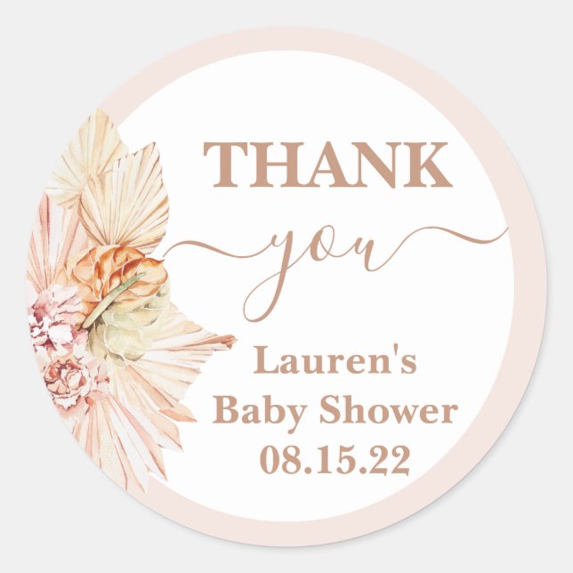 Boho Desert Baby Shower Round Sticker (Front)