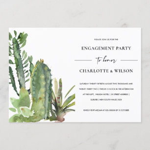 BOHO DESERT CACTI SUCCULENT FAUNA ENGAGEMENT INVITATION