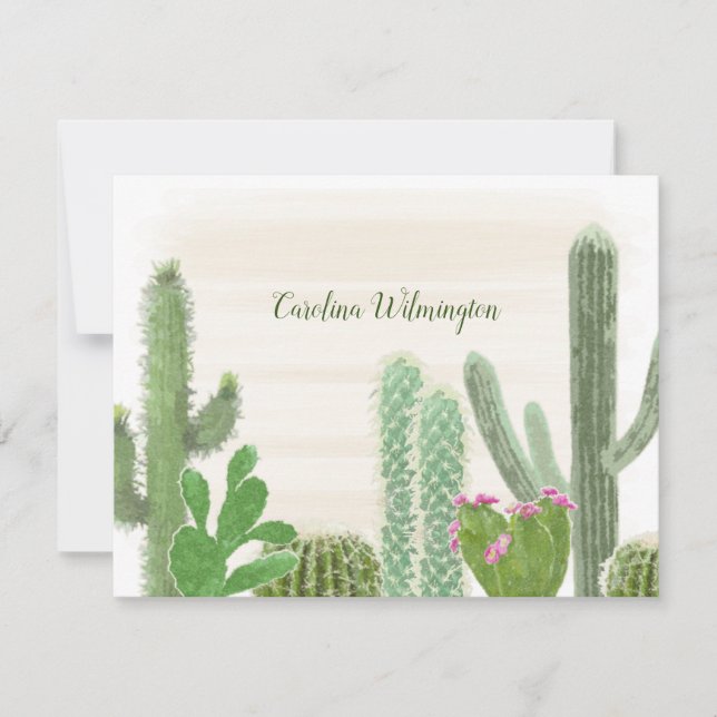 Boho Desert Cacti Watercolor Floral Cactus Card (Front)