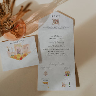 Boho Desert Cactus   All in One Wedding Invite