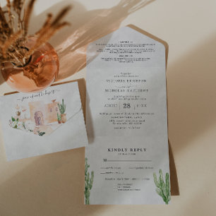 Boho Desert Cactus   All in One Wedding Invite