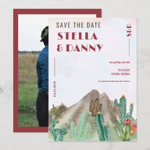 Boho Desert Cactus Arizona Destination wedding Invitation