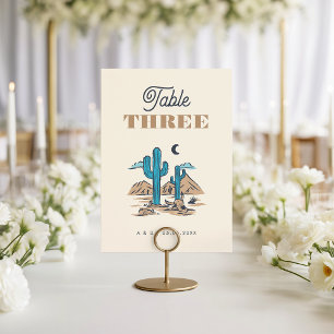 Boho Desert Cactus Arizona Wedding Table Number
