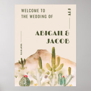 Boho Desert Cactus Arizona wedding welcome Poster