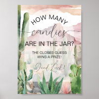 Boho Desert Cactus Baby Shower Candy Guess Game