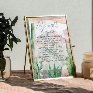 Boho Desert Cactus Baby Shower Diaper Game Sign