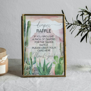 Boho Desert Cactus Baby Shower Diaper Raffle Sign