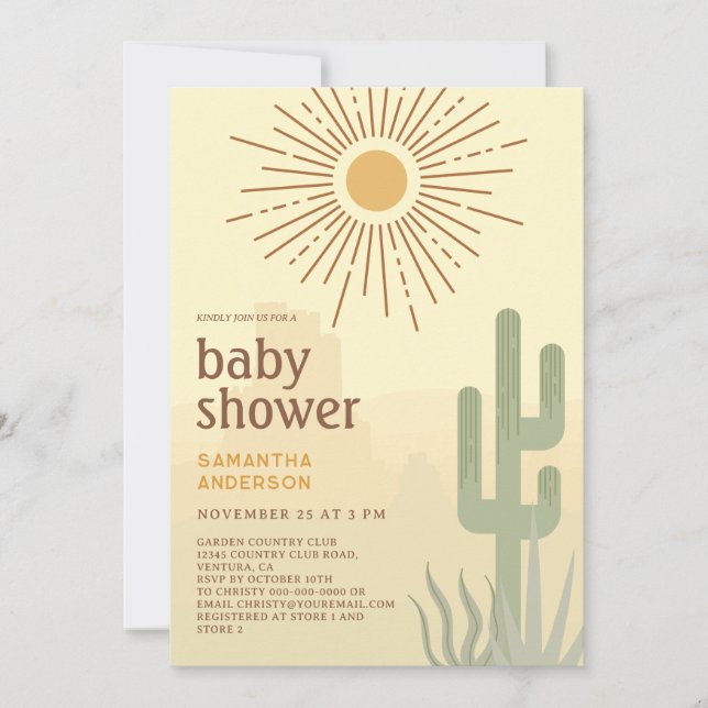 Boho Desert Cactus Baby Shower Invitation (Front)