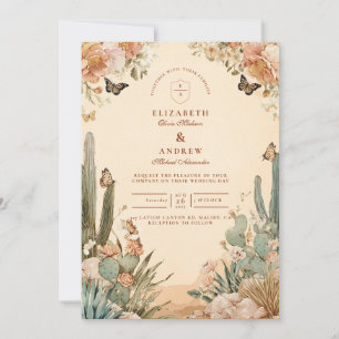 Boho Desert Cactus Floral Wedding Invitation